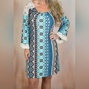 Pink Coconut Boutique Dress Size Large L Hippie Flare Chic Wear Flowly Casual